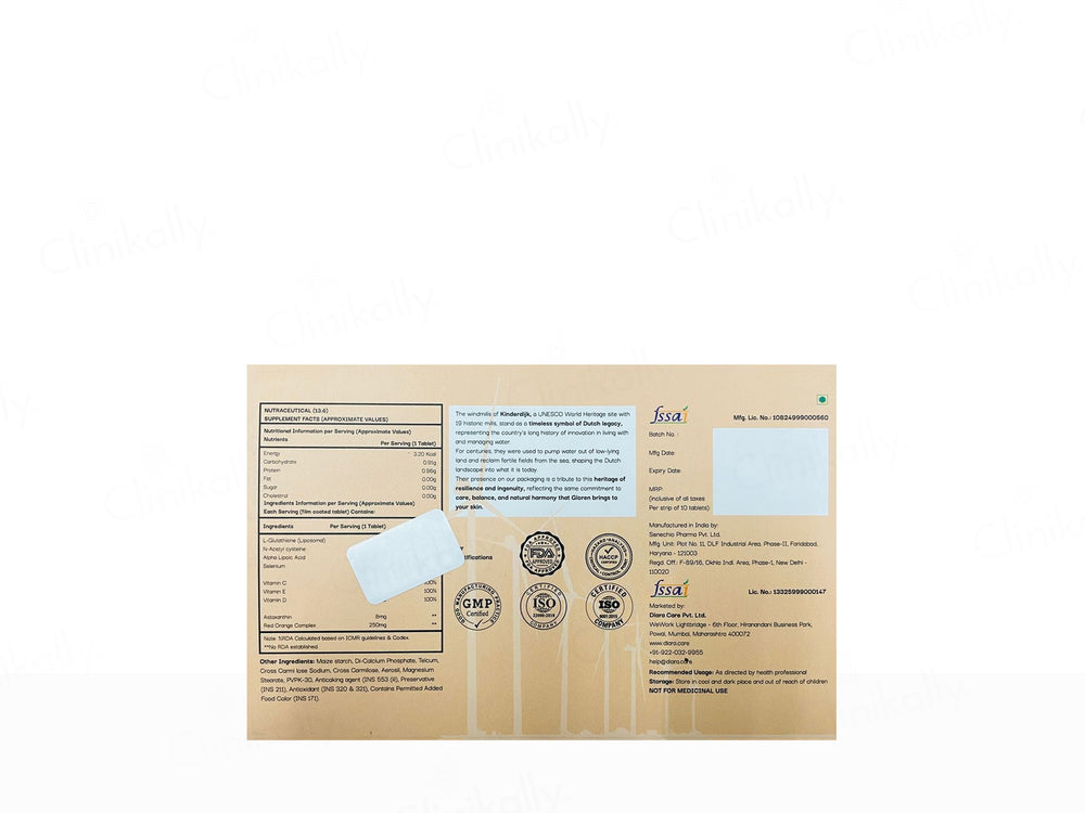 Diara Gloren 1000 Liposomal Glutathione Nutraceutical Tablet