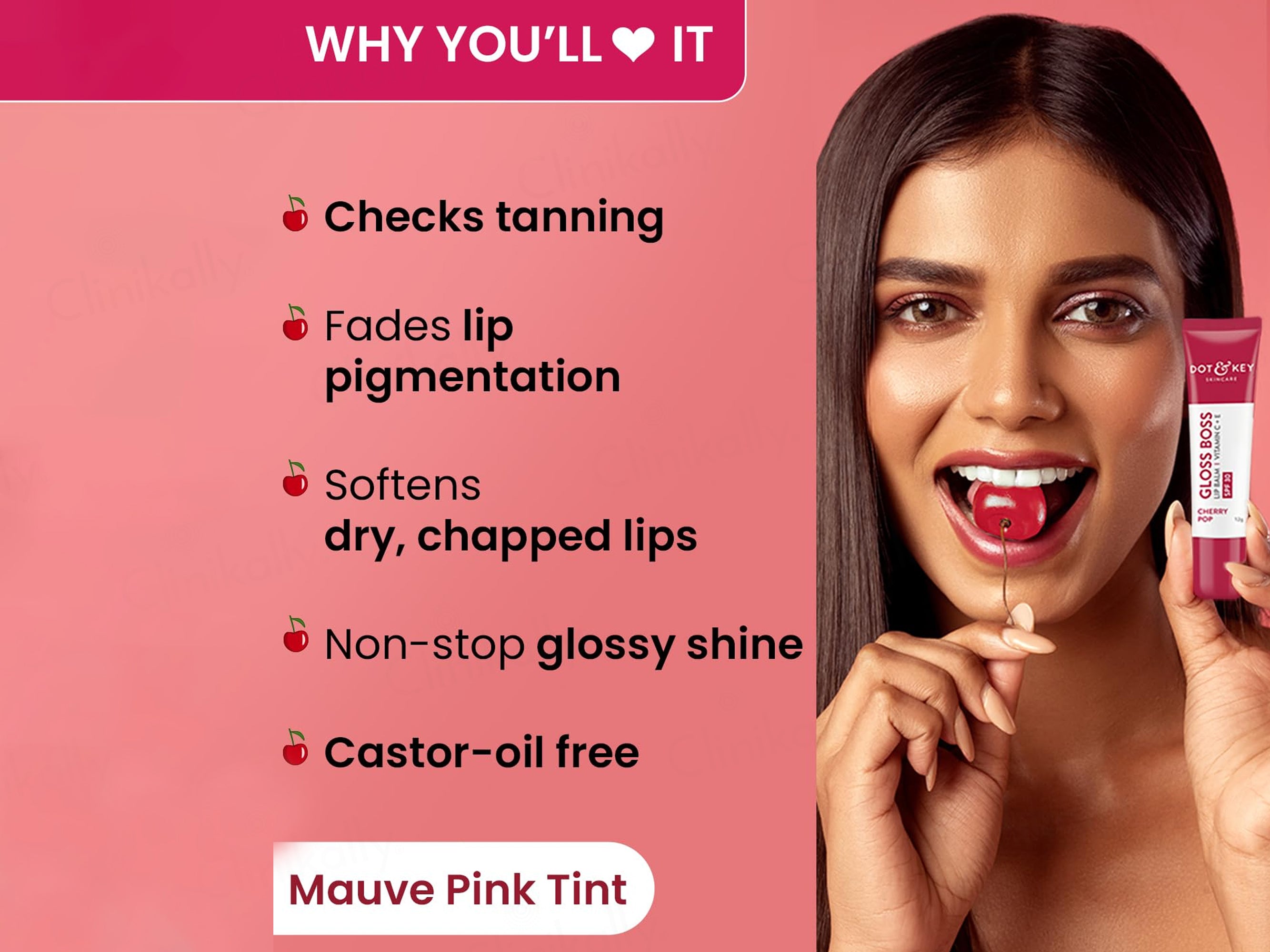 Dot & Key Vitamin C + E Gloss Boss Tinted Lip Balm SPF 30 (Cherry Pop)