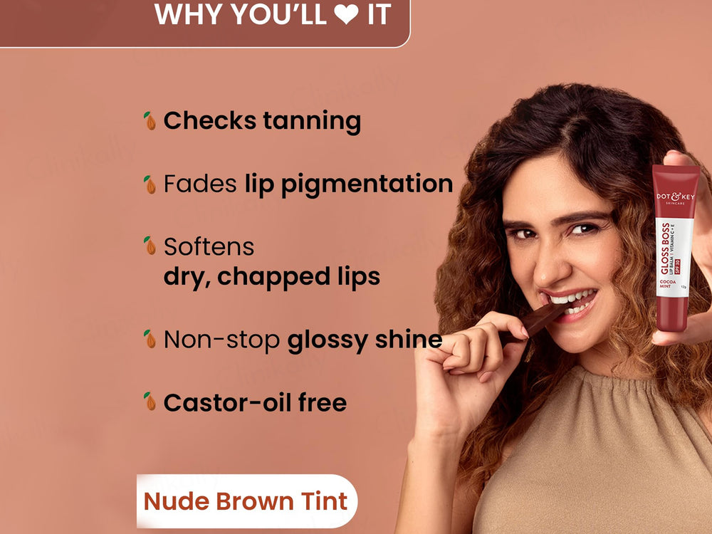 Dot & Key Vitamin C + E Gloss Boss Tinted Lip Balm SPF 50 (Cocoa Mint)