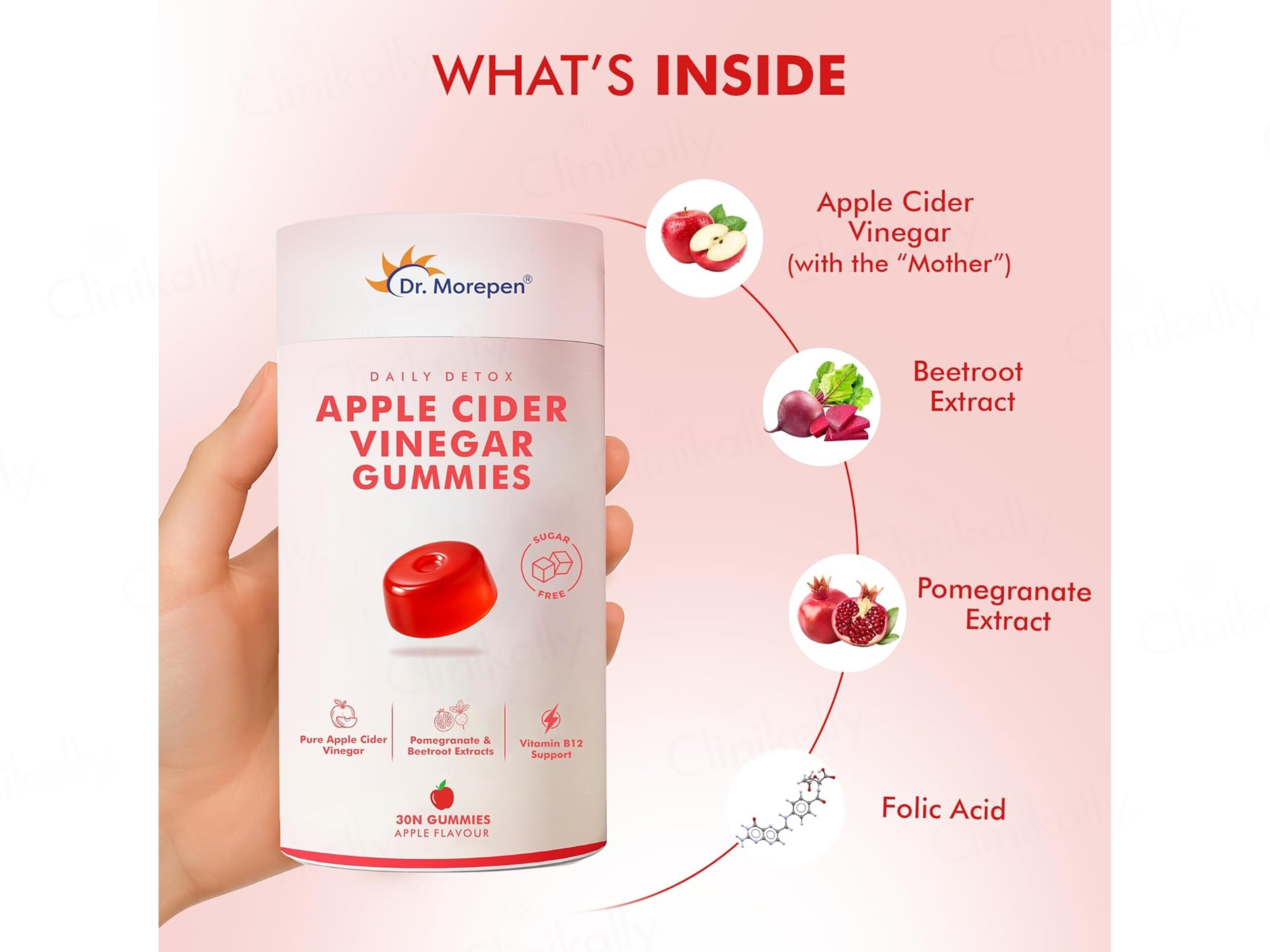 Dr. Morepen Daily Detox Apple Cider Vinegar Sugar Free Gummies - Apple Flavour
