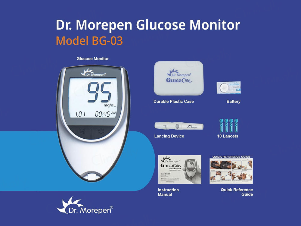 Dr. Morepen GlucoOne BG-03 Blood Glucose Monitoring System Combo Pack (Meter + 50 Strips)