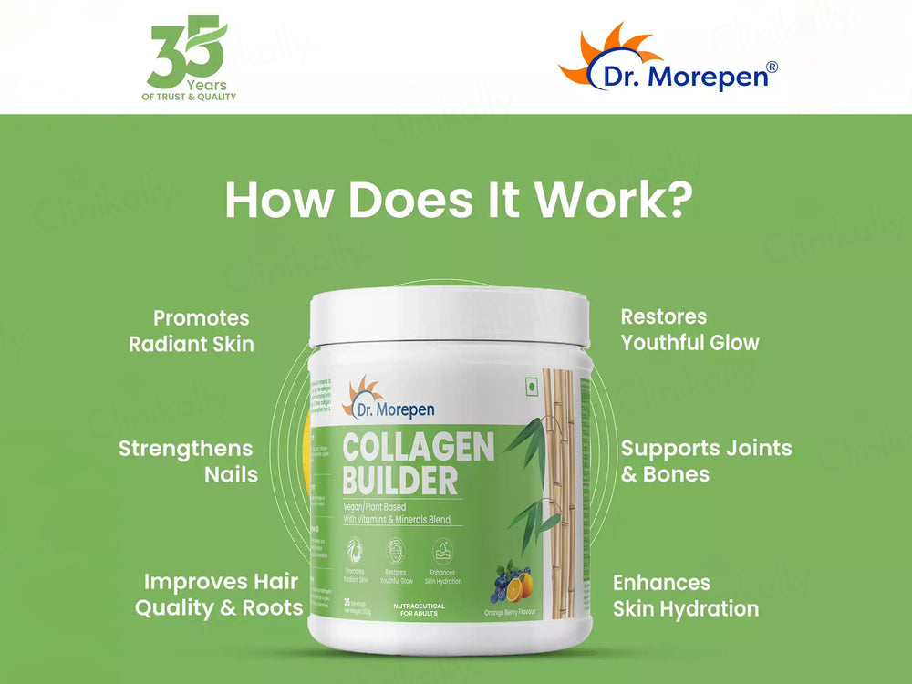Dr. Morepen Vegan Plant Based Collagen Builder Powder - Orange Berry Flavour