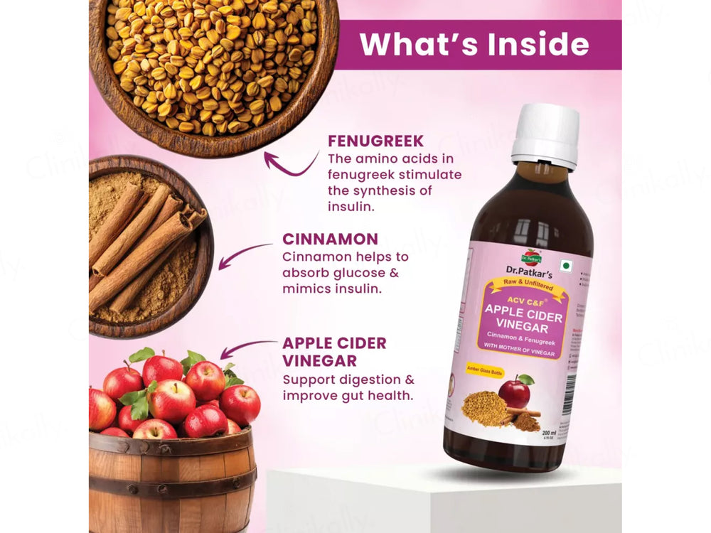 Dr. Patkar's ACV C&F Cinnamon & Fenugreek Apple Cider Vinegar