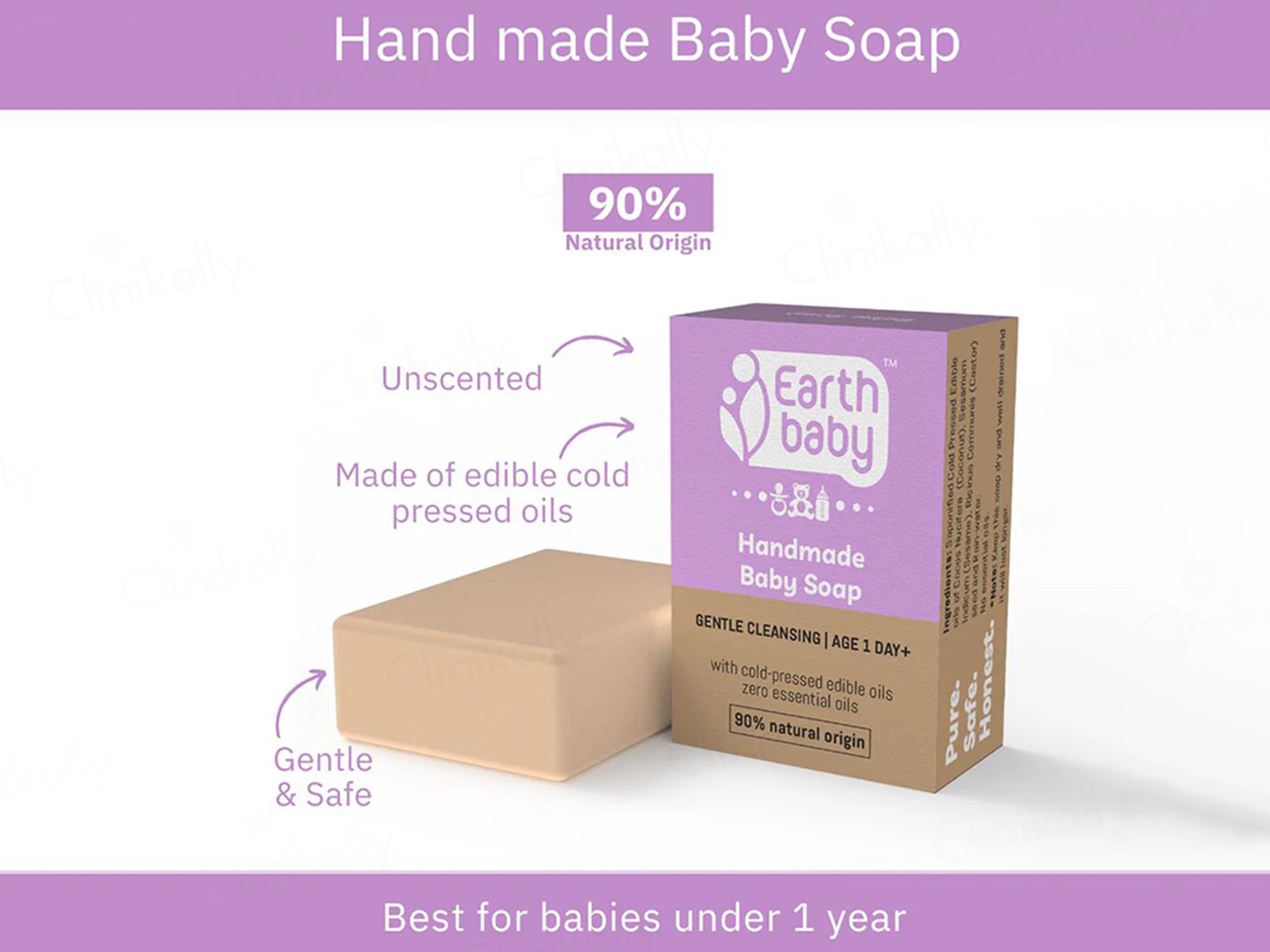 Earth Baby Handmade Gentle Cleansing Baby Soap (Age 1 Day+)