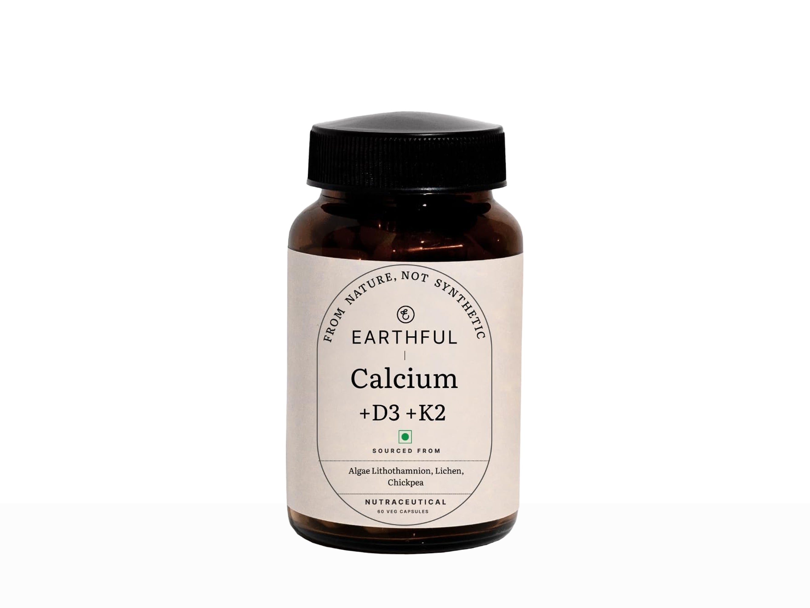 Earthful Calcium + D3 + K2 Health Supplement Veg Capsule