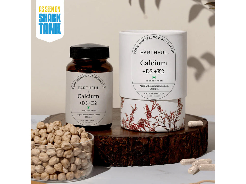 Earthful Calcium + D3 + K2 Health Supplement Veg Capsule