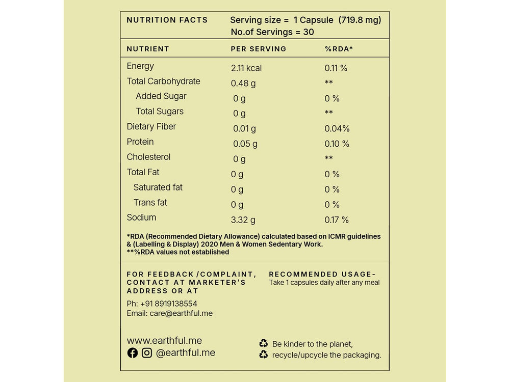 Earthful Foglift Support Focus Nutraceutical Veg Capsule