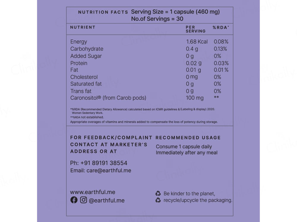 Earthful Her Support PCOS Nutraceutical Veg Capsule