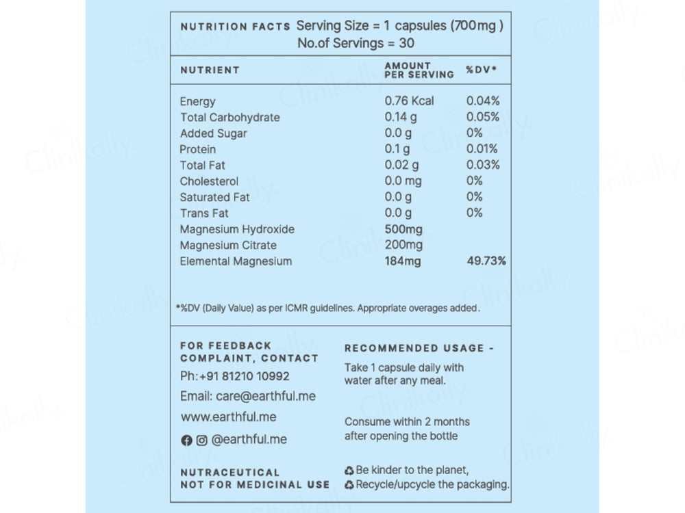 Earthful Marine Magnesium Nutraceutical Veg Capsule