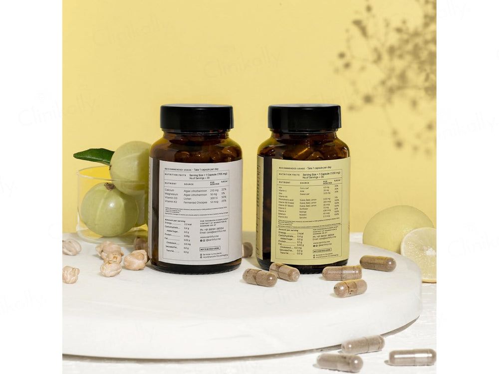 Earthful Multivitamin, Calcium + D3 + K2 Nutraceutical Veg Capsule Combo Kit For Teens