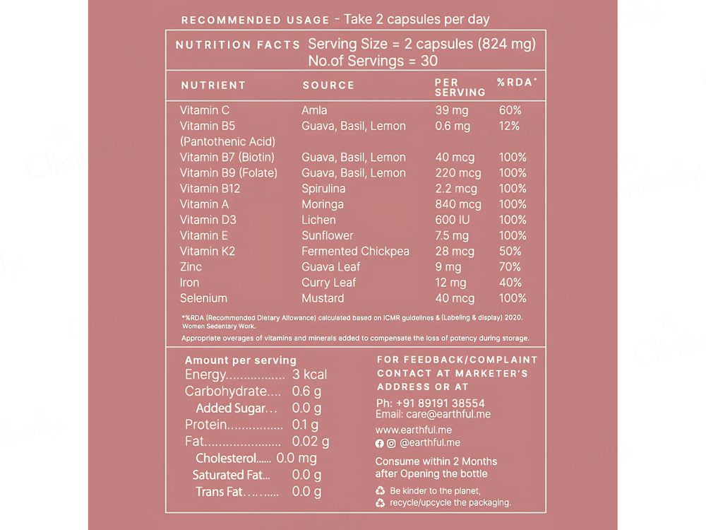 Earthful Women Multivitamin 18+ Nutraceutical Veg Capsule