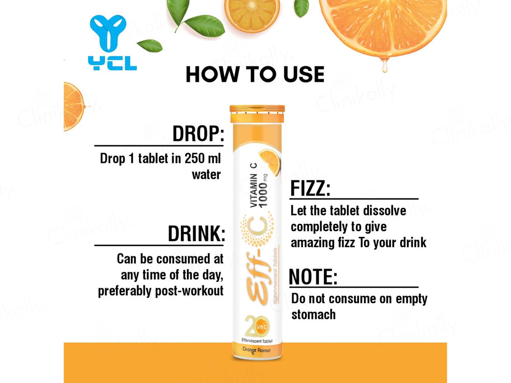 Eff-C Vitamin C 1000mg Effervescent Tablet - Orange Flavour