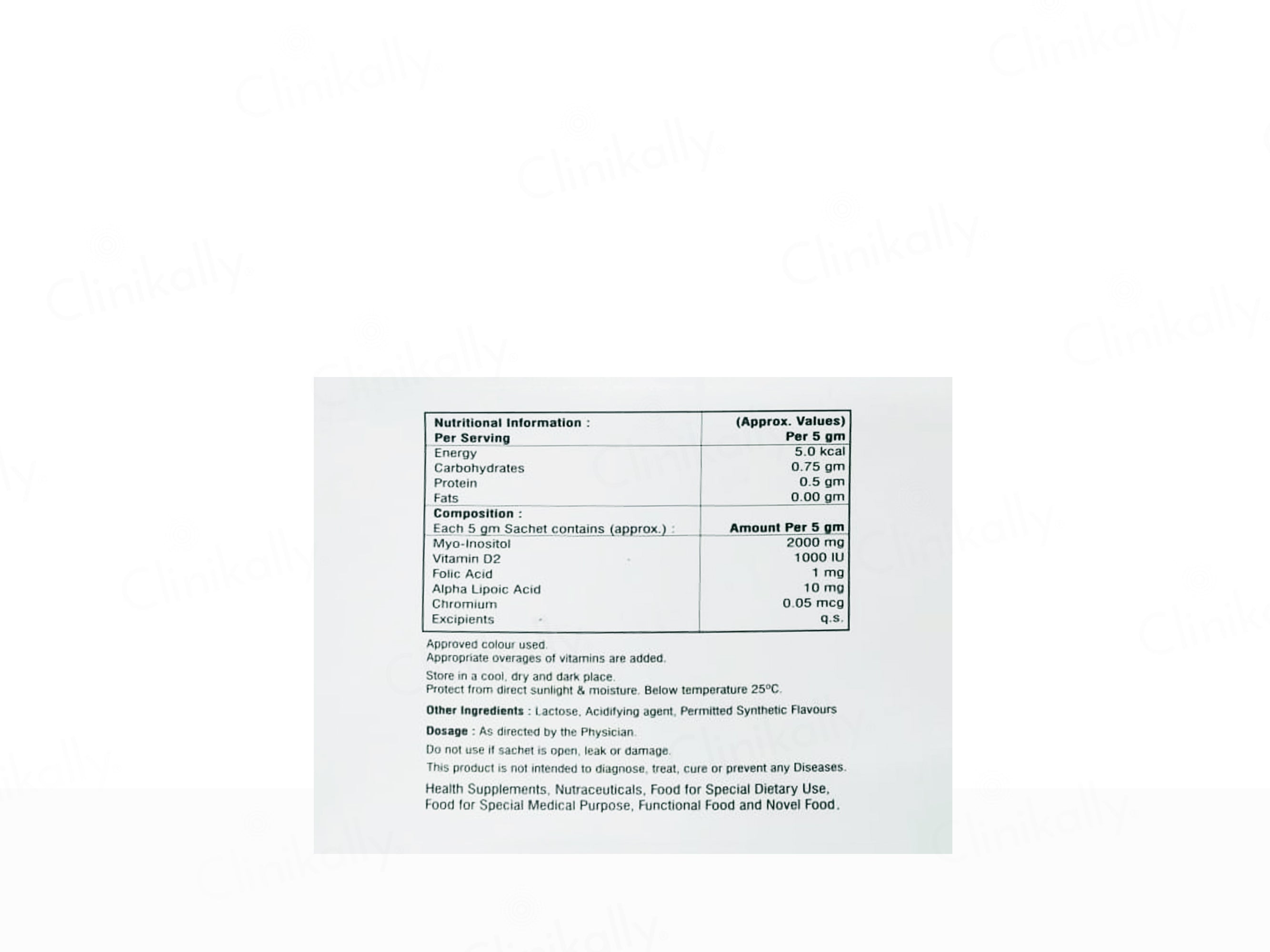 Episitol Myo-Inositol, Vitamin D2 & Folic Acid Nutraceutical Powder