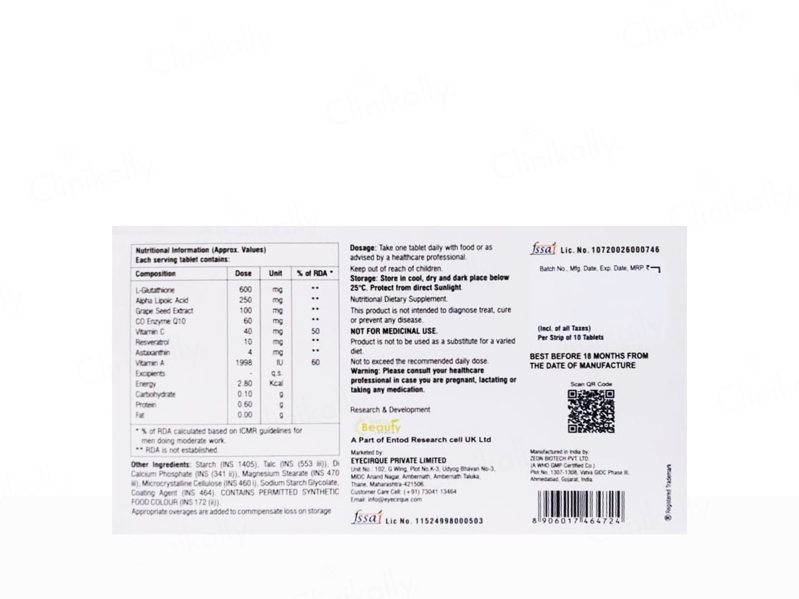 Eyecirque Antioxidant Supplement Tablet