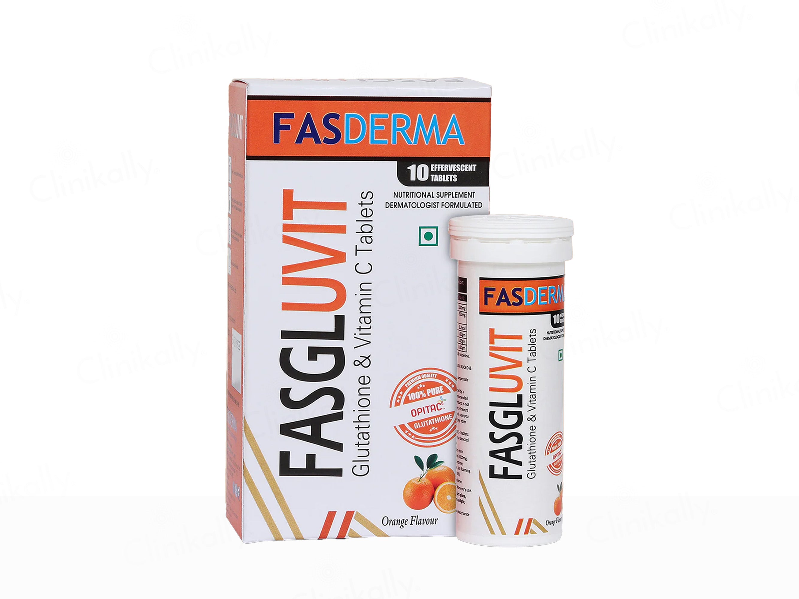 Fasderma Fasgluvit Glutathione & Vitamin C Effervescent Tablet - Orange Flavour