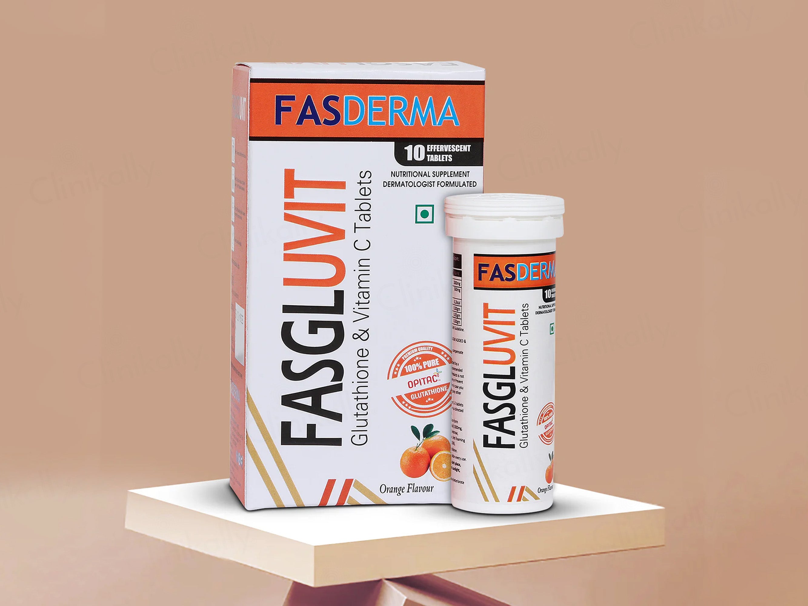 Fasderma Fasgluvit Glutathione & Vitamin C Effervescent Tablet - Orange Flavour