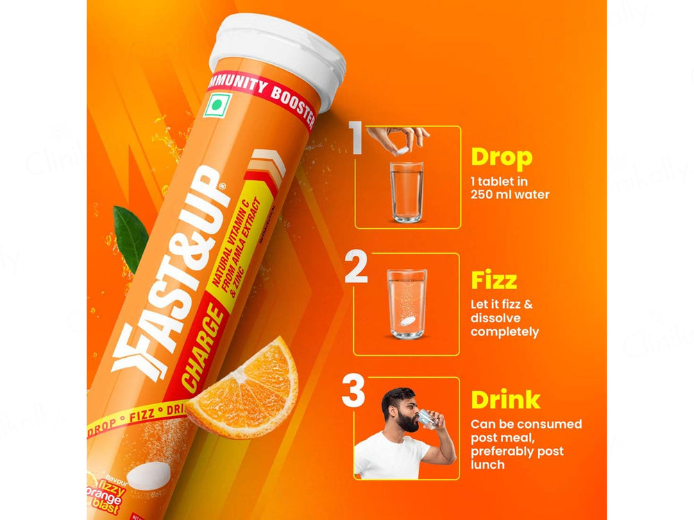 Fast&Up Charge Natural Vitamic C Effervescent Tablet - Fizzy Orange Blast Flavour