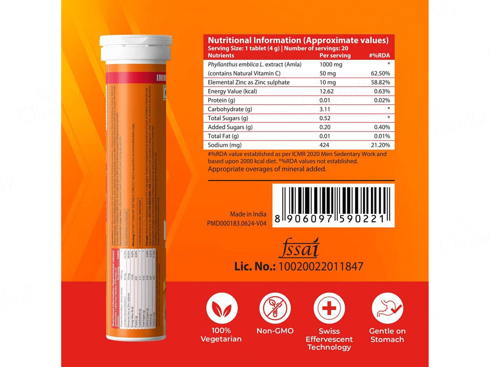 Fast&Up Charge Natural Vitamic C Effervescent Tablet - Fizzy Orange Blast Flavour