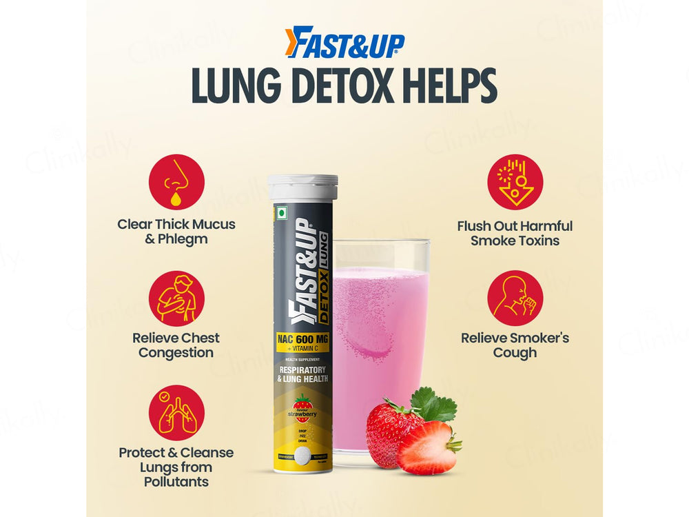 Fast&Up Detox Lung NAC 600mg Effervescent Tablet - Strawberry Flavour