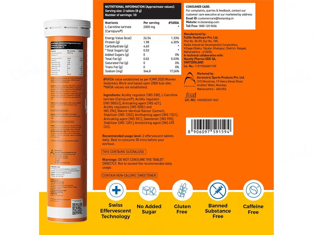 Fast&Up Lean Body L-Carnitine 2000mg Effervescent Tablet