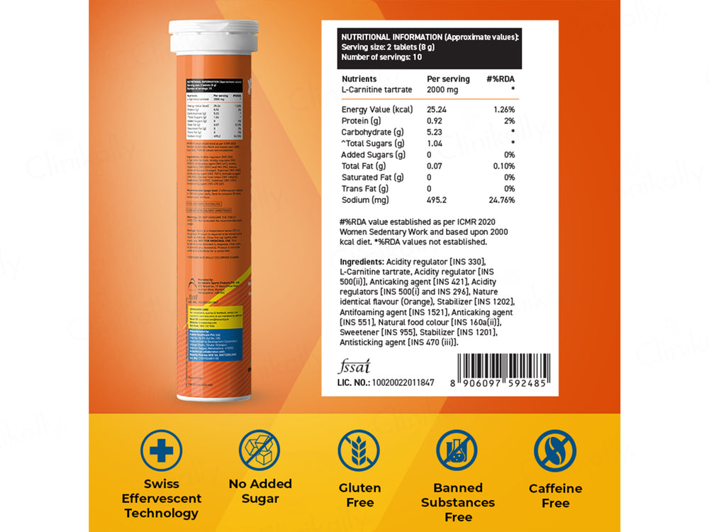 Fast&Up Carnilean L-Carnitine 2000mg Effervescent Tablet
