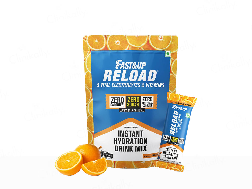 Fast&Up Reload Instant Hydration Zero Sugar Drink Mix Sticks - Orange Rush Flavour