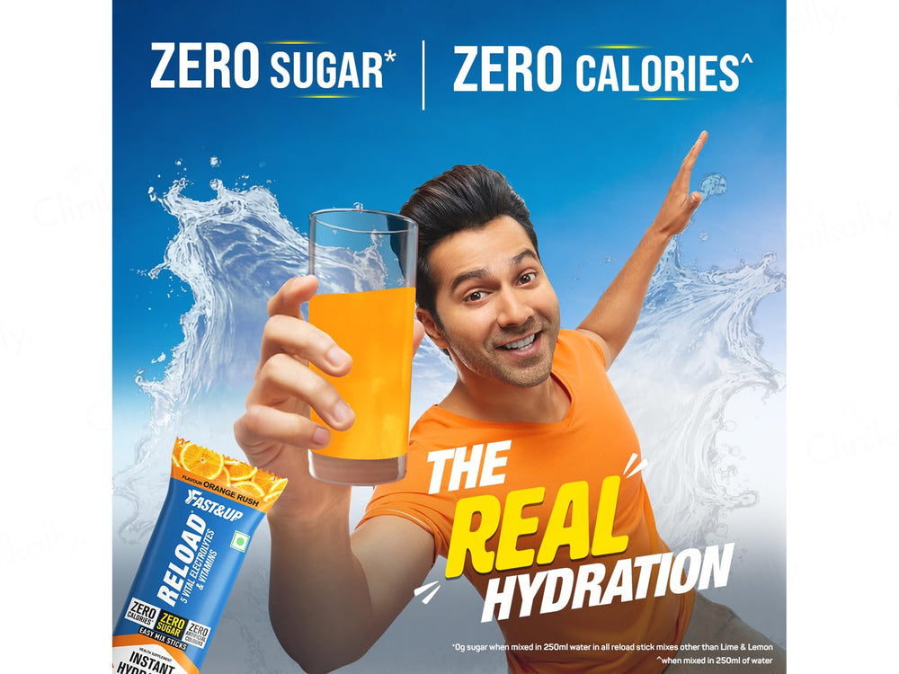Fast&Up Reload Instant Hydration Zero Sugar Drink Mix Sticks - Orange Rush Flavour