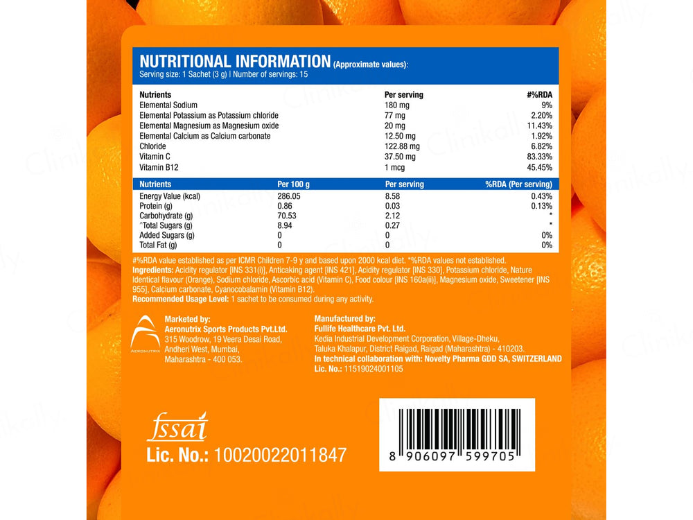 Fast&Up Reload Instant Hydration Zero Sugar Drink Mix Sticks - Orange Rush Flavour