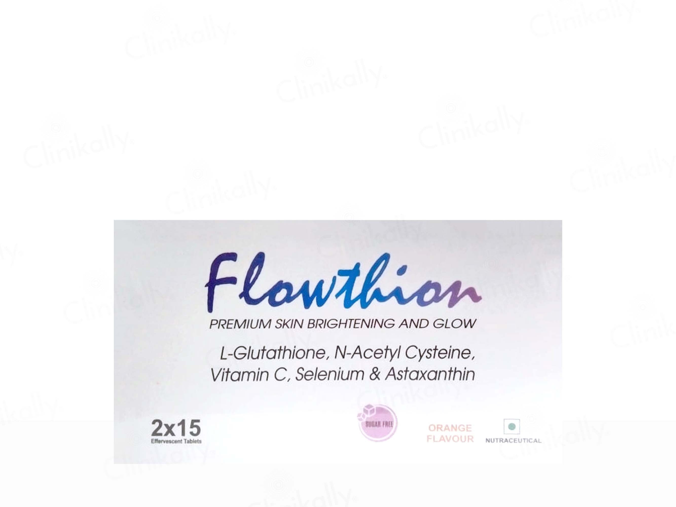 Flowthion Premium Skin Brightening And Glow Effervescent Tablet - Orange Flavour
