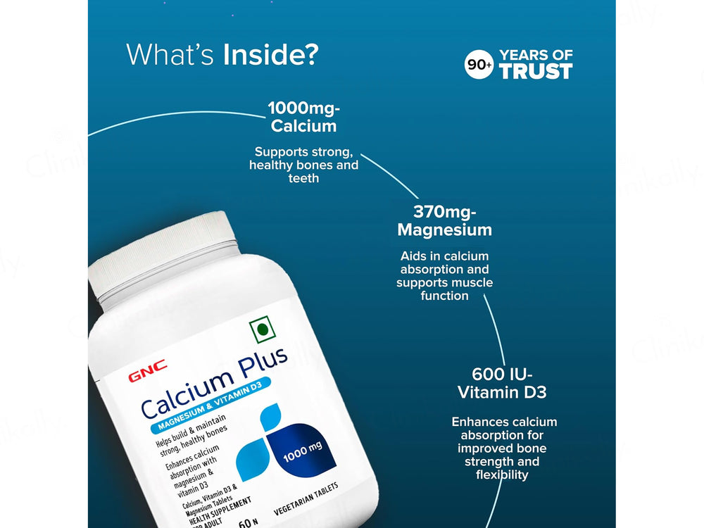 GNC Calcium Plus 1000 mg Health Supplement Tablet