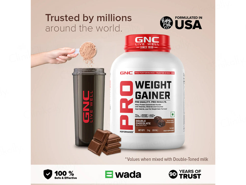 GNC Pro Performance Weight Gainer Supplement Powder - Double Chocolate Flavour