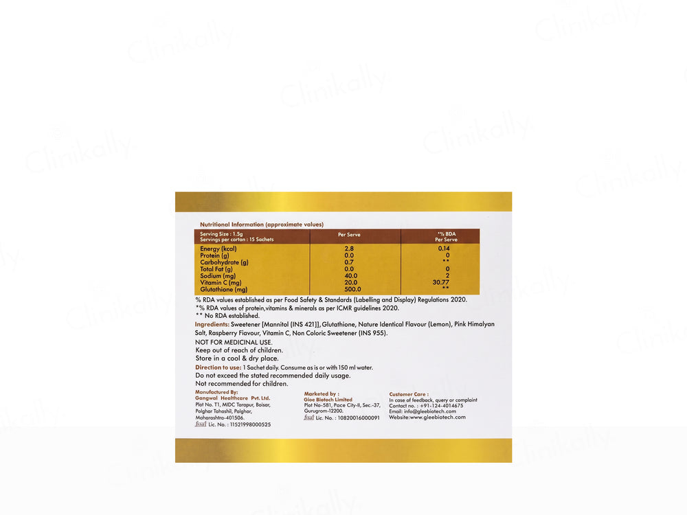 Glutaritz Glowing Skin Nutraceutical Sachet - Raspberry Lemon Flavour