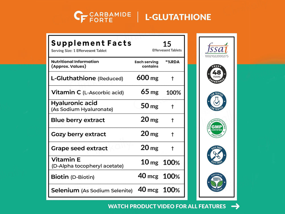 Carbamide Forte L-Glutathione Reduced + Hyaluronic Acid Effervescent Tablet - Orange Flavour