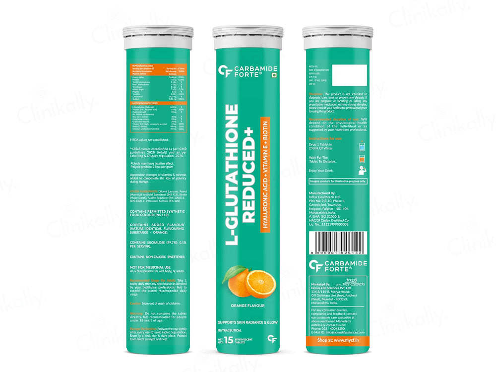 Carbamide Forte L-Glutathione Reduced + Hyaluronic Acid Effervescent Tablet - Orange Flavour