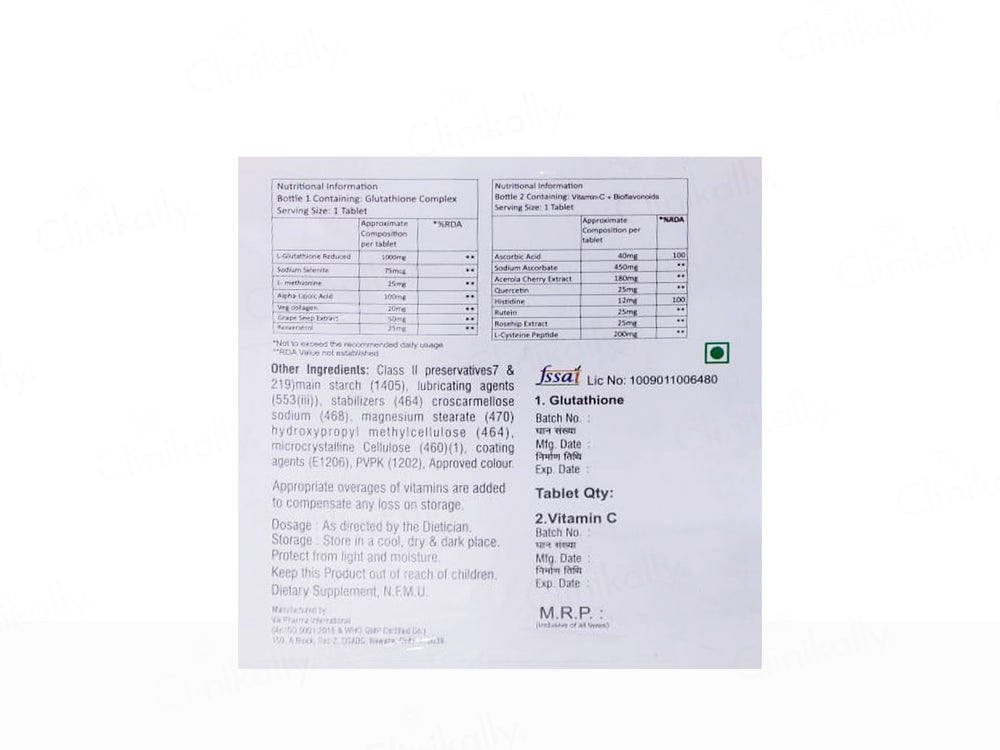 Gluvita-C Advance Skin Lightening Nutritional Supplement Kit