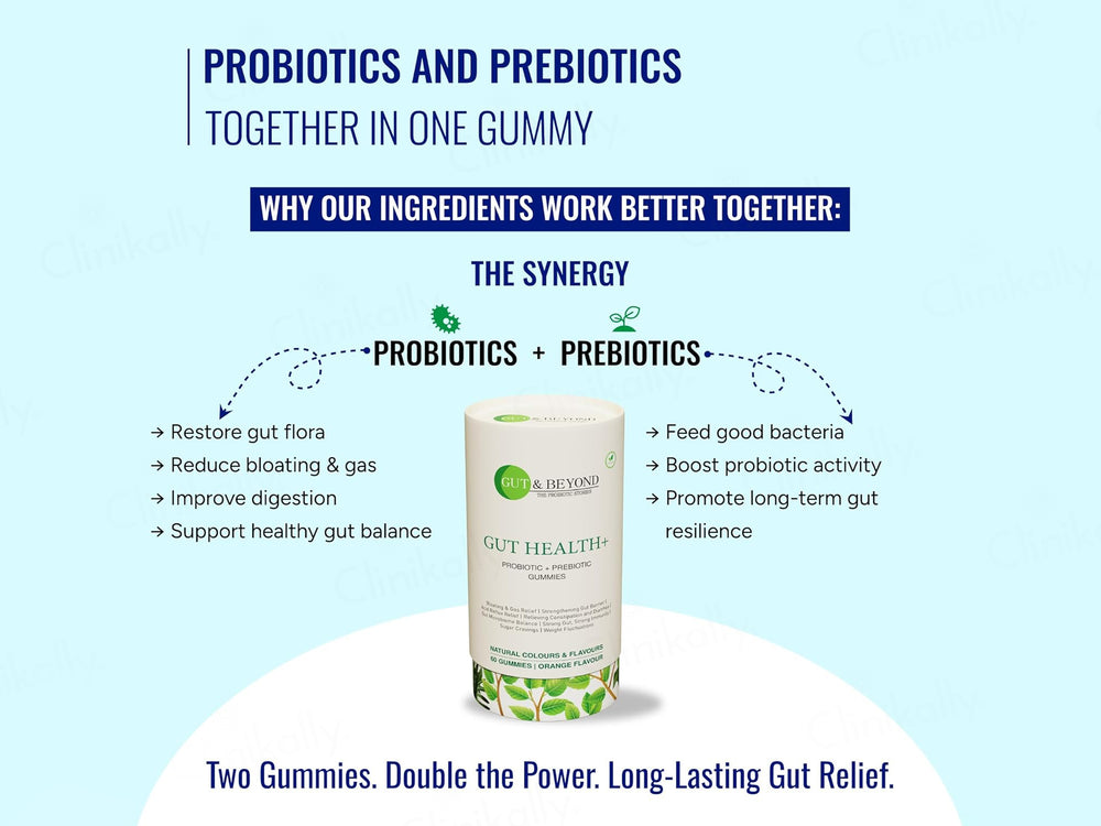 Gut & Beyond Gut Health+ Probiotic + Prebiotic Gummies - Orange Flavour