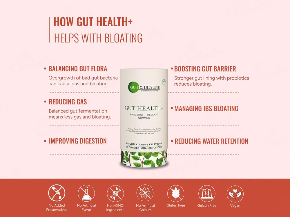 Gut & Beyond Gut Health+ Probiotic + Prebiotic Gummies - Orange Flavour