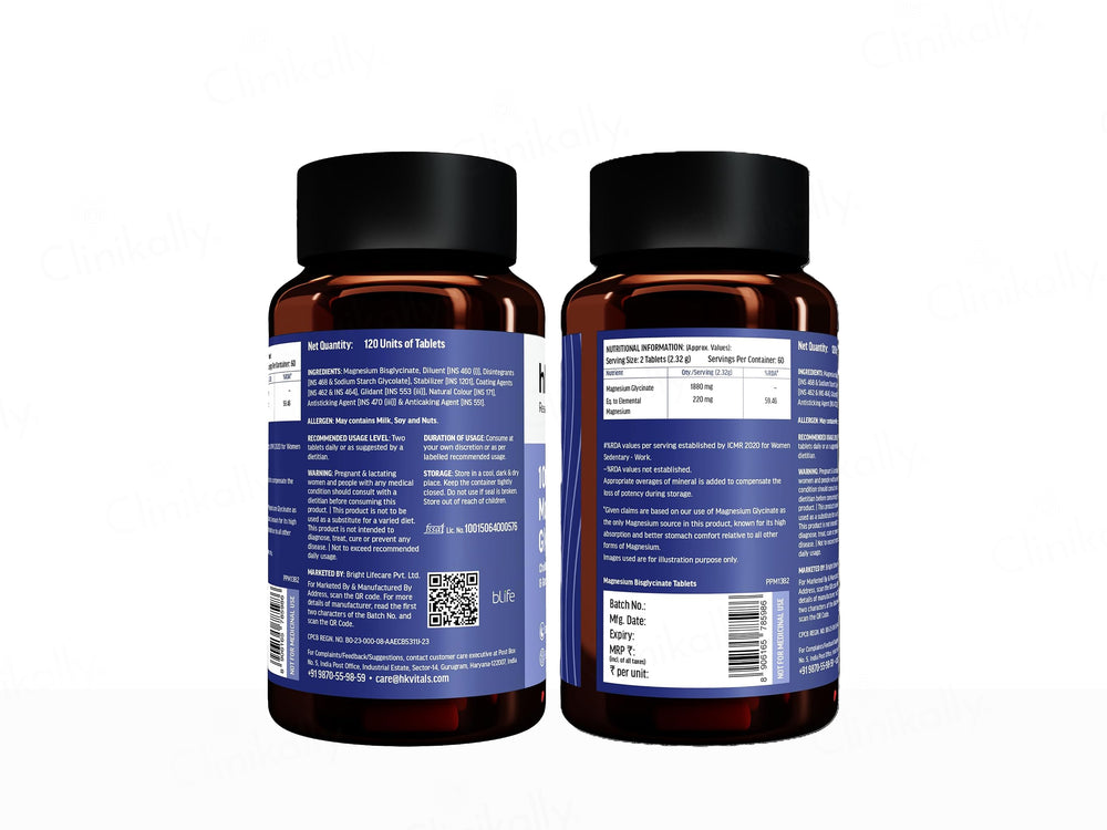 HK Vitals 100% Magnesium Glycinate Health Supplement Tablet