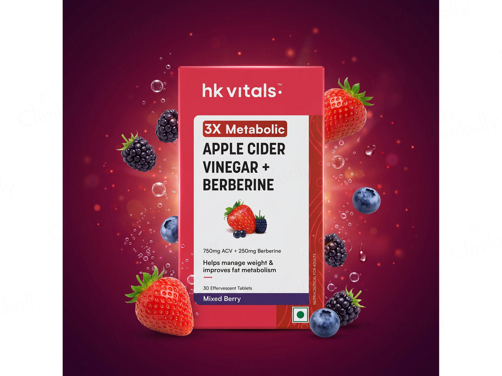 HK Vitals 3X Metabolic Apple Cider Vinegar + Berberine Effervescent Tablet - Mixed Berry Flavour