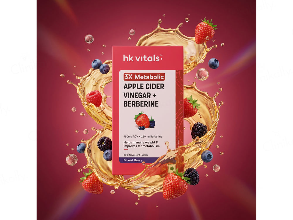 HK Vitals 3X Metabolic Apple Cider Vinegar + Berberine Effervescent Tablet - Mixed Berry Flavour