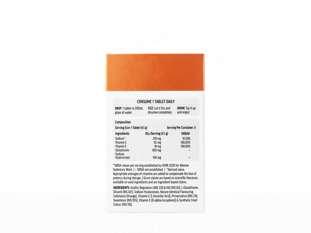 HK Vitals Glutathione With Vitamin C Effervescent Tablet - Orange Flavour