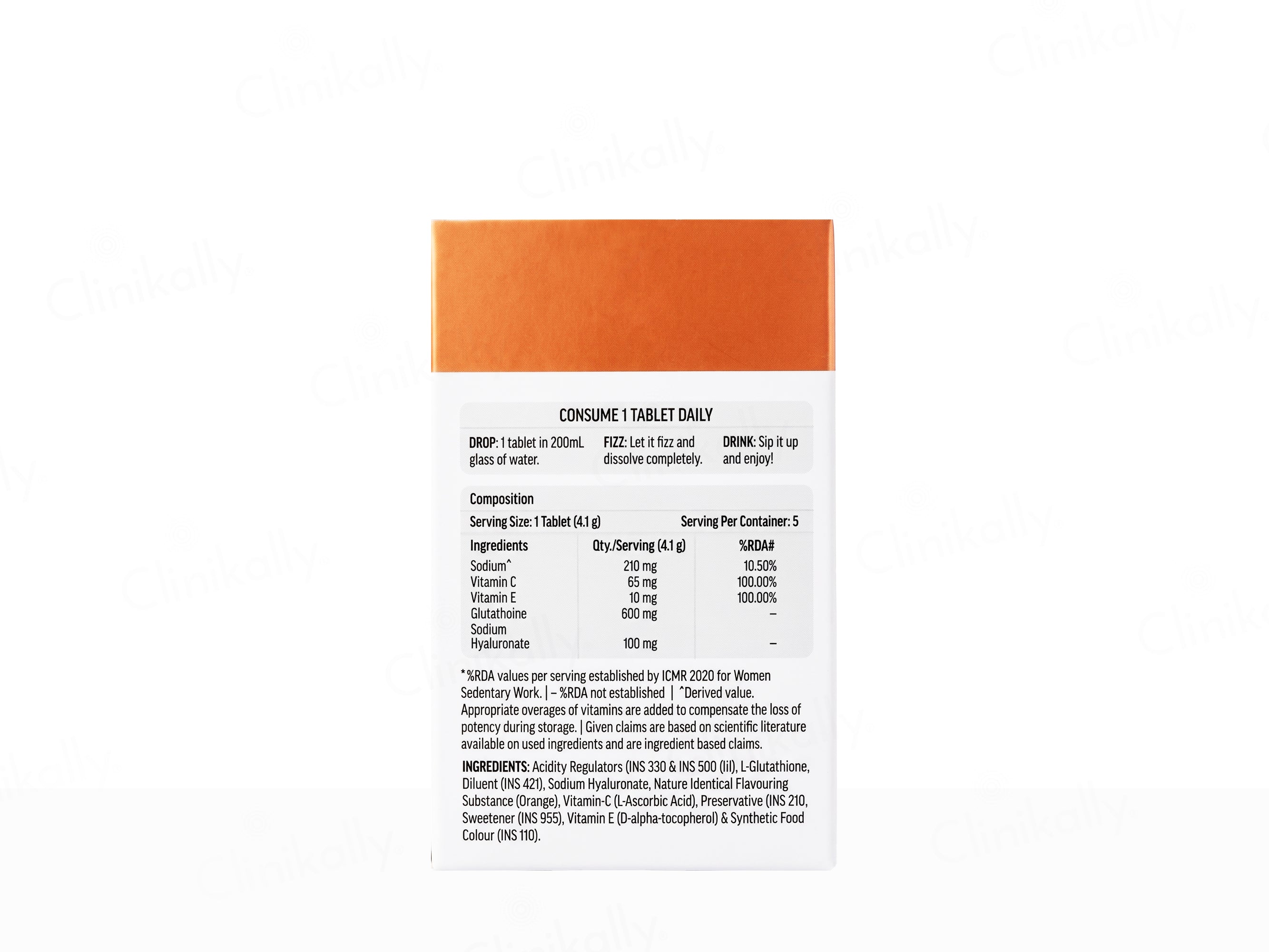 HK Vitals Glutathione With Vitamin C Effervescent Tablet - Orange Flavour