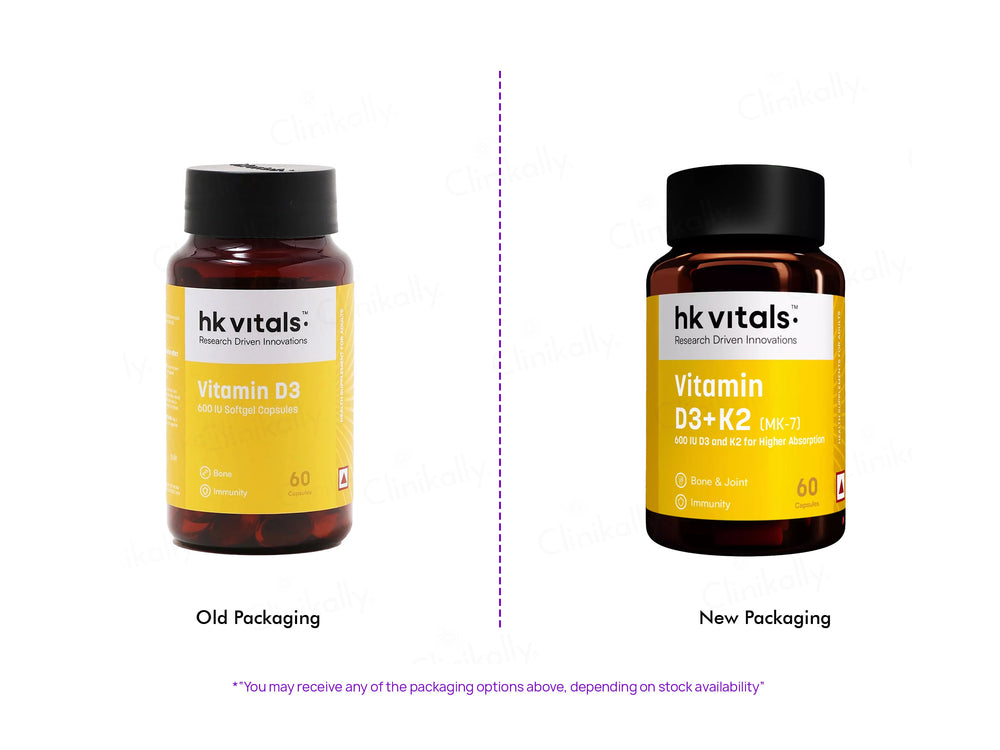 HK Vitals Vitamin D3 + K2 (MK-7) Soft Gelatin Capsule