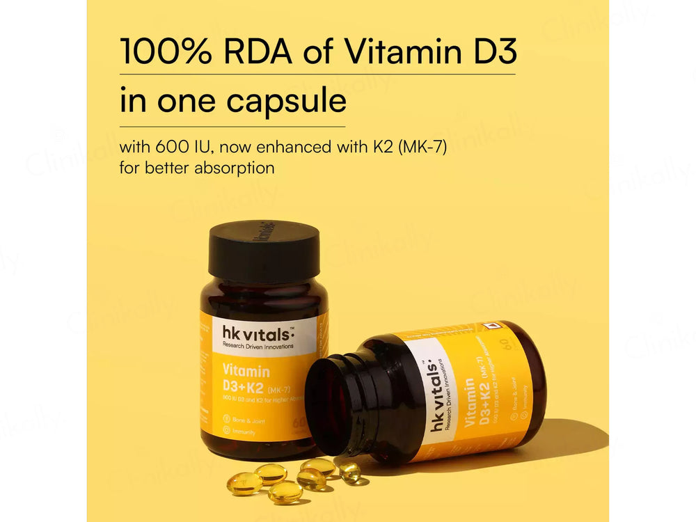 HK Vitals Vitamin D3 + K2 (MK-7) Soft Gelatin Capsule