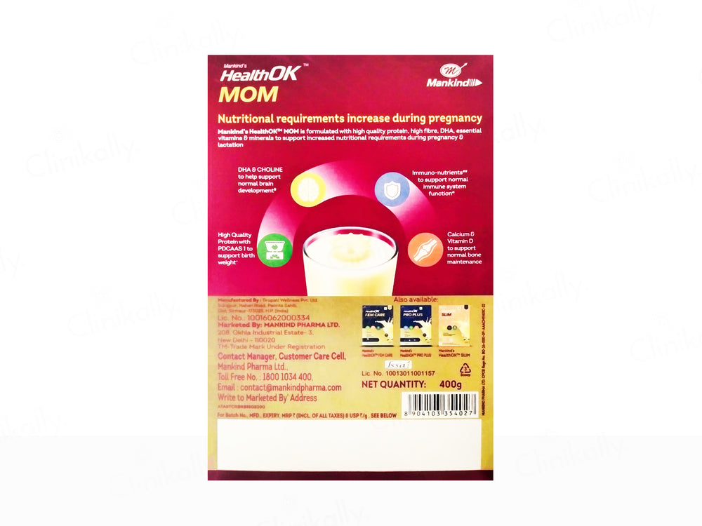 Health OK Mom Protein Supplement Powder - Vanilla Flavour