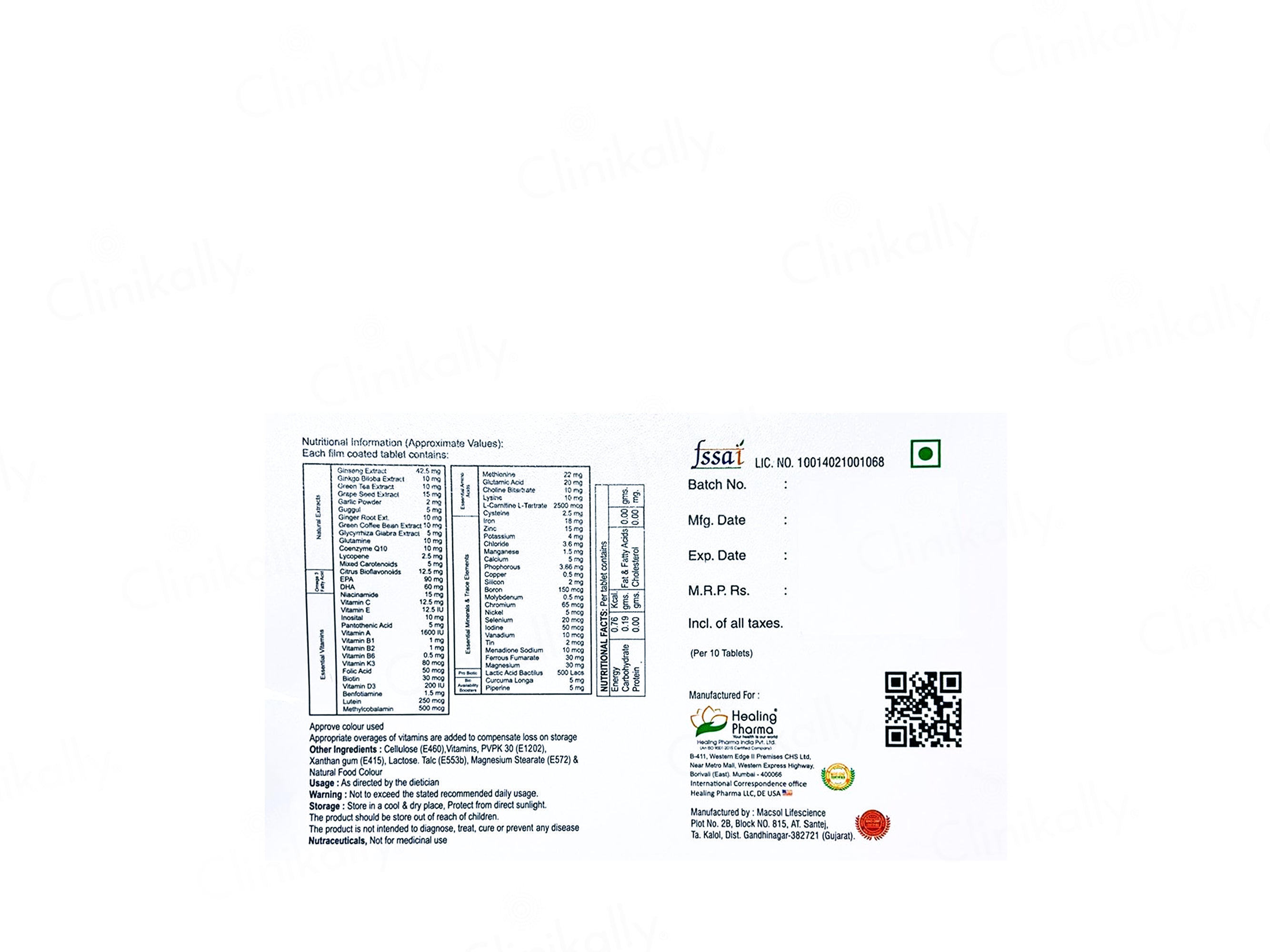 Healvital 10G Nutraceutical Tablet