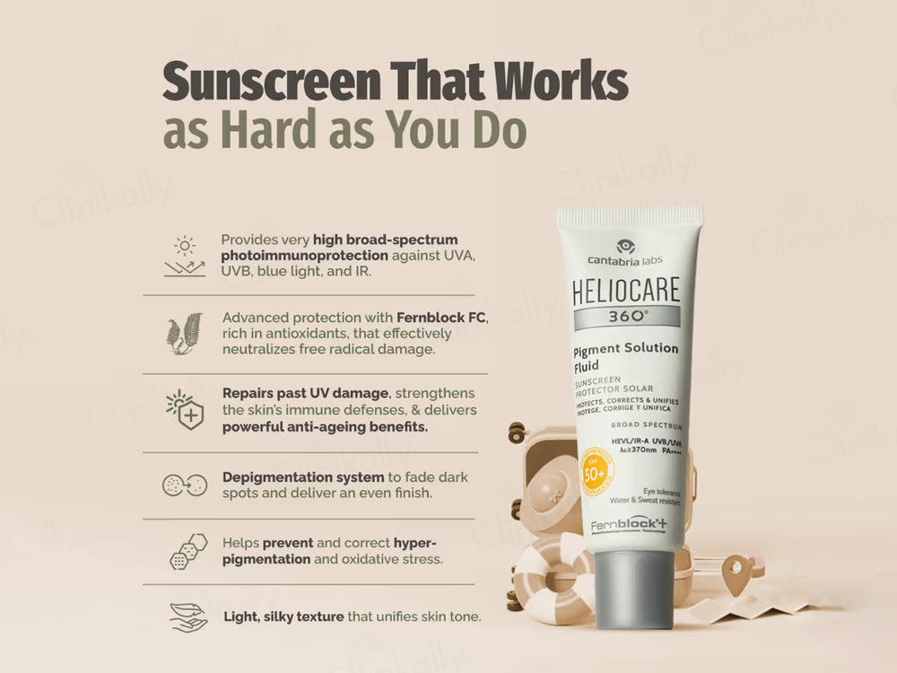 Heliocare 360 Pigment Solution Fluid Protector Solar Sunscreen SPF 50+ PA++++