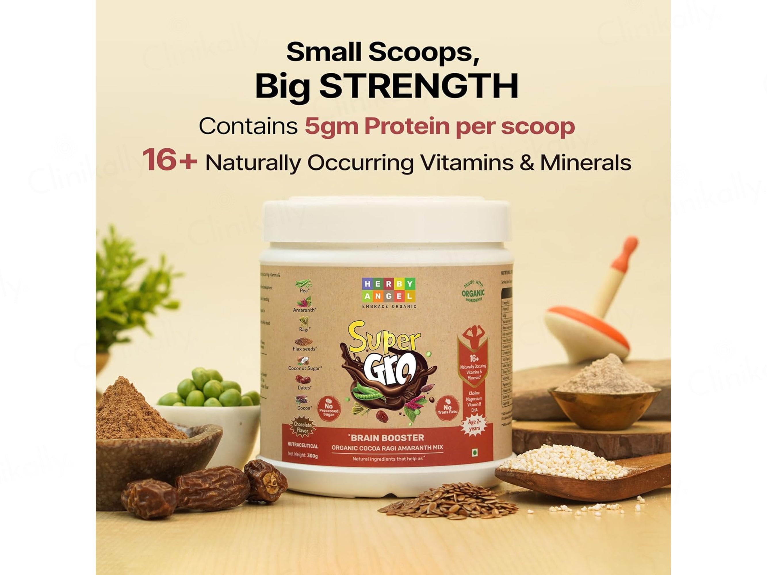 Herby Angel Super Gro Brain Booster Supplement For Kids 2+ Years - Chocolate Flavour