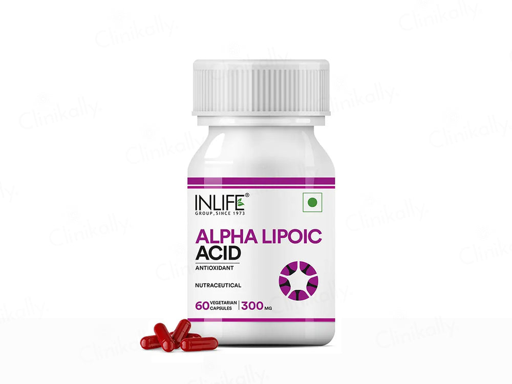 Inlife Alpha Lipoic Acid 300mg Antioxidant Nutraceutical Vegetarian Capsule