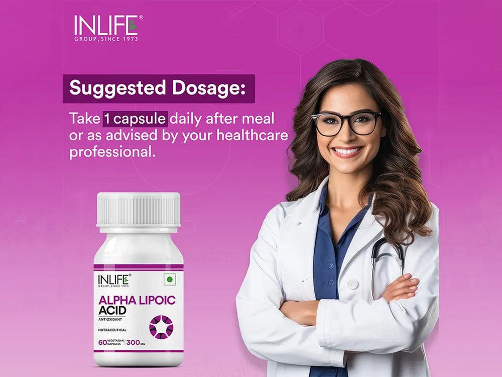 Inlife Alpha Lipoic Acid 300mg Antioxidant Nutraceutical Vegetarian Capsule